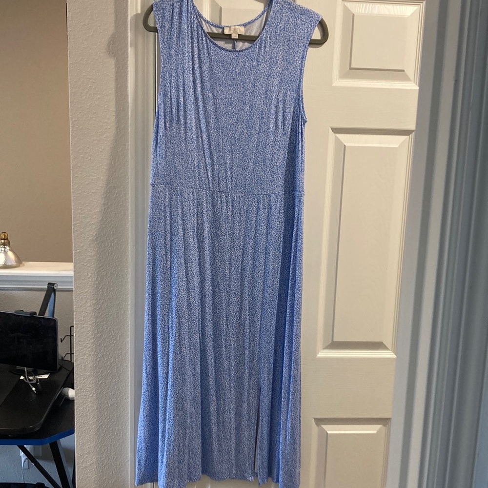 Loft floral midi dress with slit